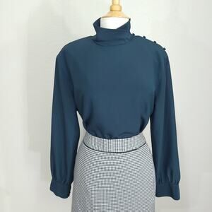 Rena Rowan for Saville Vintage Blouse Womens 12 90s High Neck Office Careerwear